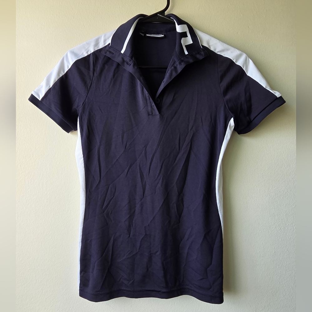 J.Lindeberg Black and White Short Sleeve Polo